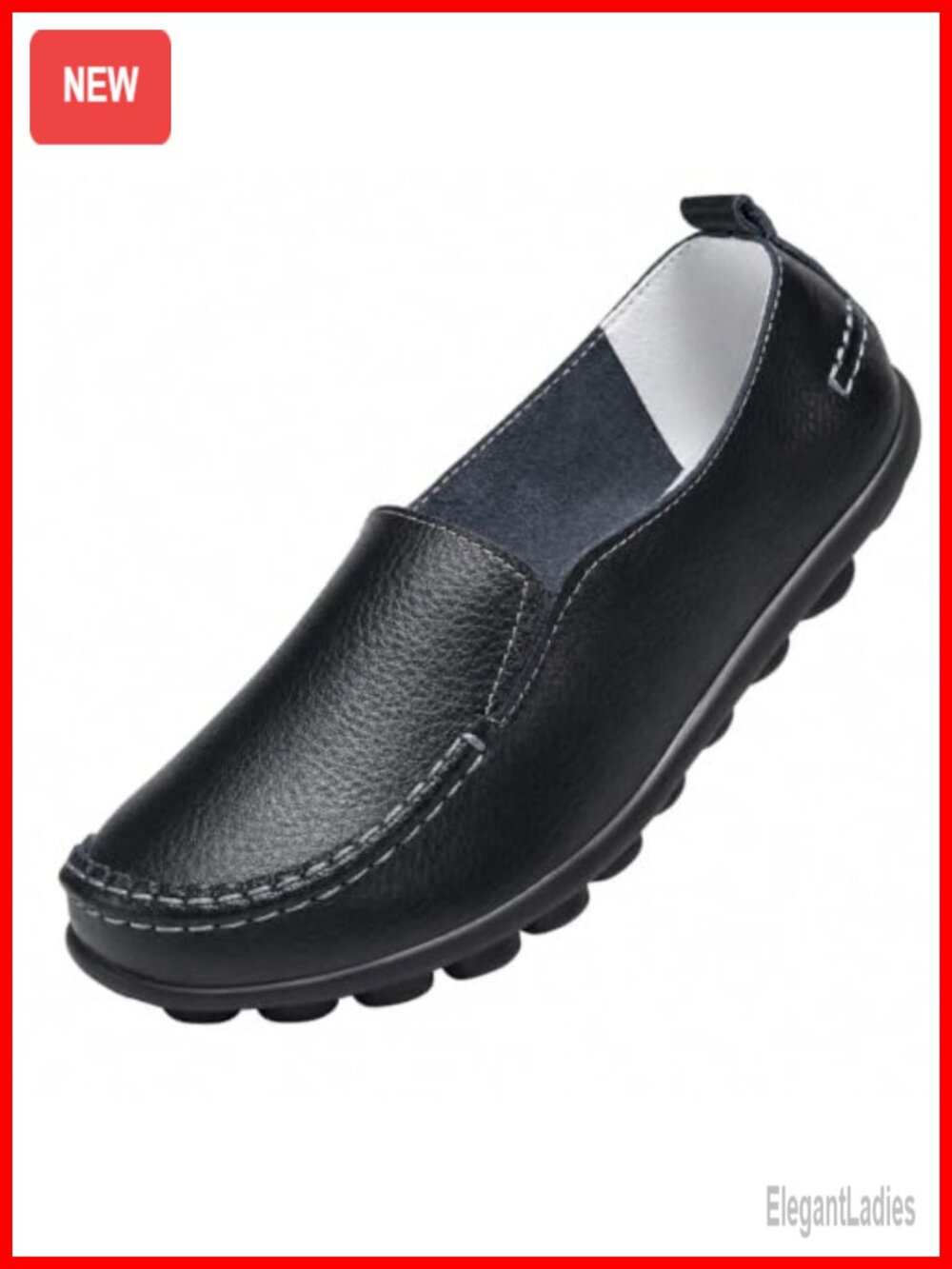 Women's Leather Slip-On Loafers, Comfortable Driving Flats, Casual Office Shoes